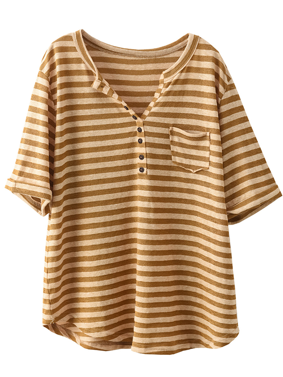 Caroline® | Damska koszulka Sumer Casual Stripe V-Neck