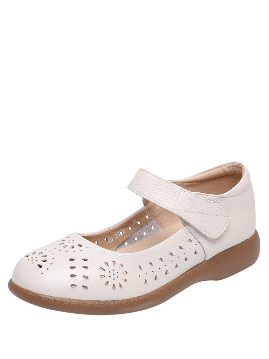 Adeline® |  Płaskie buty damskie Summer Artsy Solid Leather Cutout