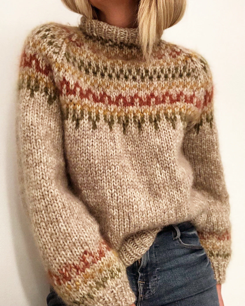 Knitted Mock Neck Sweater, Crochet Warm Cozy Sweater, Vintage Thick Wool Sweater, Chunky Knit Y2K Sweater Women loveyourmom Love Your Mom   