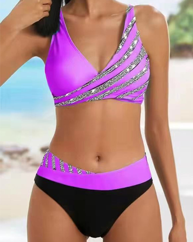 Anne® | Zestaw bikini w paski z nadrukiem