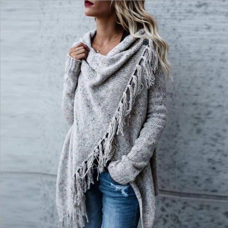 Tassels Wrapped Women Oversized Long Cardigans