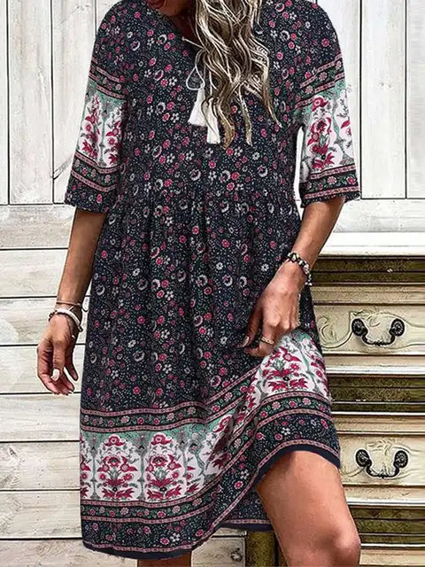 Nina® | Kolorowa szyfonowa sukienka boho