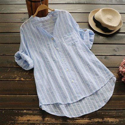 Buddha Trends Oversized Striped Button-down Shirt