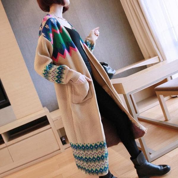 Colorful Long Sleeve Knitted Cardigan Sweater dylinoshop