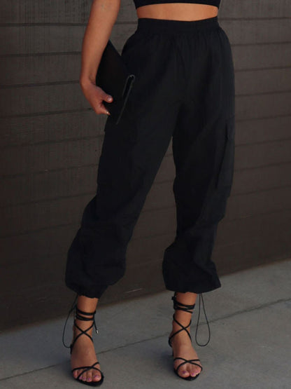 High Waist Drawstring Pants with Pockets - Body By J'ne