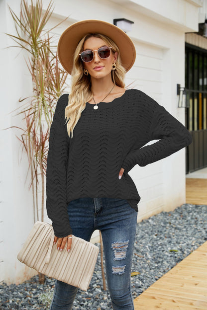 Women’s Knit Boat Neck Long Sleeve Sweater