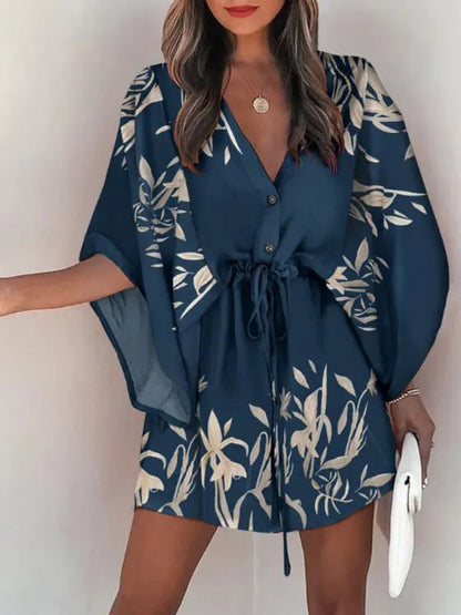 Women's Dolman Sleeve V-neck Tropical Beach Cover-Up in 8 Patterns S-1XL - Wazzi's Wear