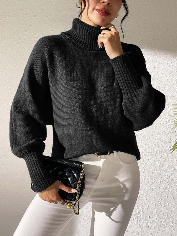 Women’s Solid Colour Cuffed Long Sleeve Turtleneck Sweater