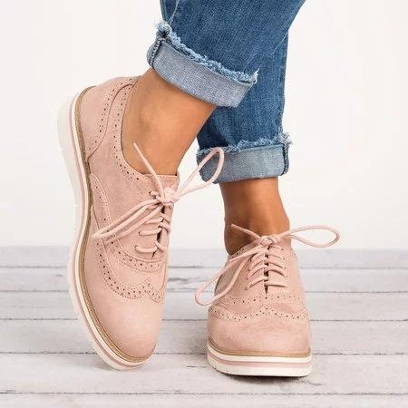 Lucille® | Sznurowane, perforowane oksfordzie buty Plus Size Casual Shoes